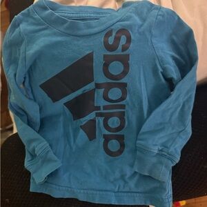 Adidas Kids Long Sleeve Tee in Blue with Black Logo